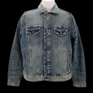 Aeropostale mens medium wash stretch denim trucker jacket Sz Small